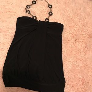 Black chain neck halter top
